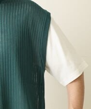 KHFHP53059 a.v.v MEN(アー・ヴェ・ヴェ) 【2SET/ドライタッチ】透かし編みニットベスト（カットソー付き） グリーン