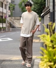 KHFHP53059 a.v.v MEN(アー・ヴェ・ヴェ) 【2SET/ドライタッチ】透かし編みニットベスト（カットソー付き） グリーン