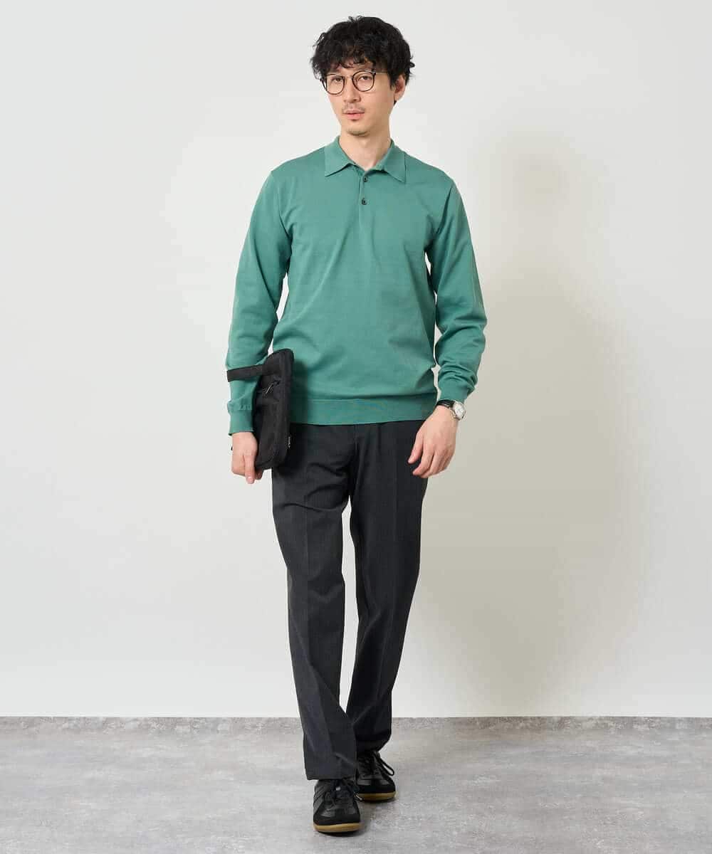 KHFJD72069 a.v.v MEN(アー・ヴェ・ヴェ) 【洗濯機で洗える】コットンライクポリエステルニットポロ ネイビー