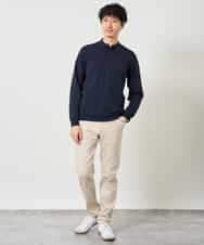 KHFJD72069 a.v.v MEN(アー・ヴェ・ヴェ) 【洗濯機で洗える】コットンライクポリエステルニットポロ ネイビー