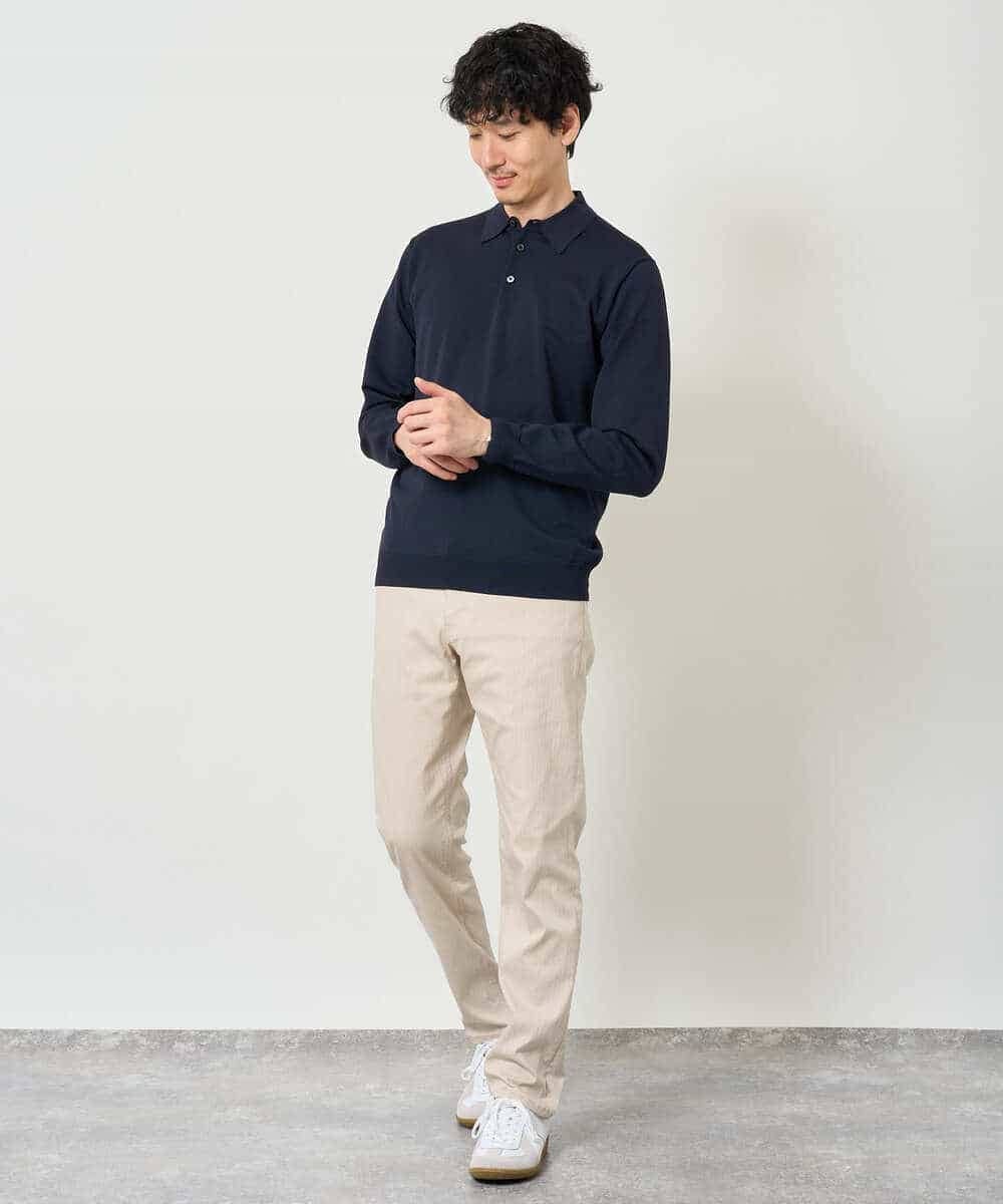 KHFJD72069 a.v.v MEN(アー・ヴェ・ヴェ) 【洗濯機で洗える】コットンライクポリエステルニットポロ ネイビー