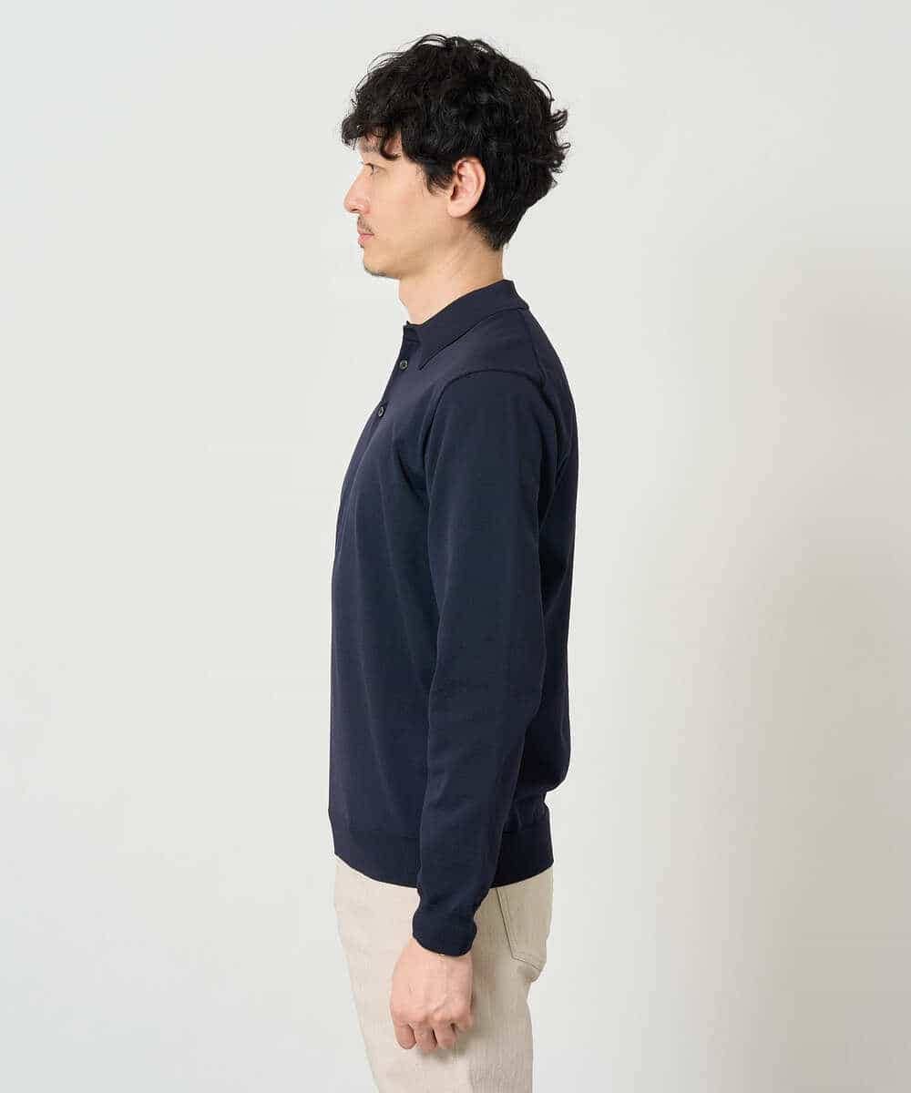 KHFJD72069 a.v.v MEN(アー・ヴェ・ヴェ) 【洗濯機で洗える】コットンライクポリエステルニットポロ ネイビー