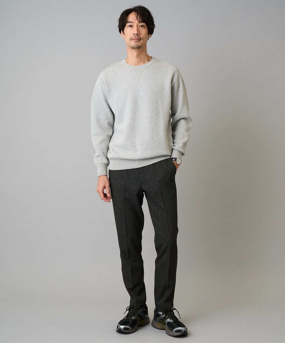 KHFLA20054 a.v.v MEN(アー・ヴェ・ヴェ) 【洗濯機で洗える】ダブルフェイスクルーネックニット ダークグレー