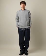 KHFLV20044 a.v.v MEN(アー・ヴェ・ヴェ) 【春まで使える】きれいめスウェットライクニットプルオーバー ボルドー
