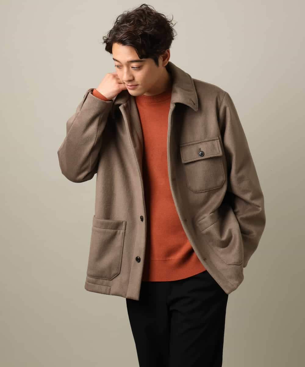 KHJAA04139 a.v.v MEN(アー・ヴェ・ヴェ) 【軽い冬アウター】ワイドシルエットカバーオールジャケット モカブラウン