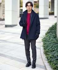 KHJAD01189 a.v.v MEN(アー・ヴェ・ヴェ) ウールライトビーバースタンドカラージャケット ブラック