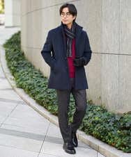 KHJAD01189 a.v.v MEN(アー・ヴェ・ヴェ) ウールライトビーバースタンドカラージャケット ブラック