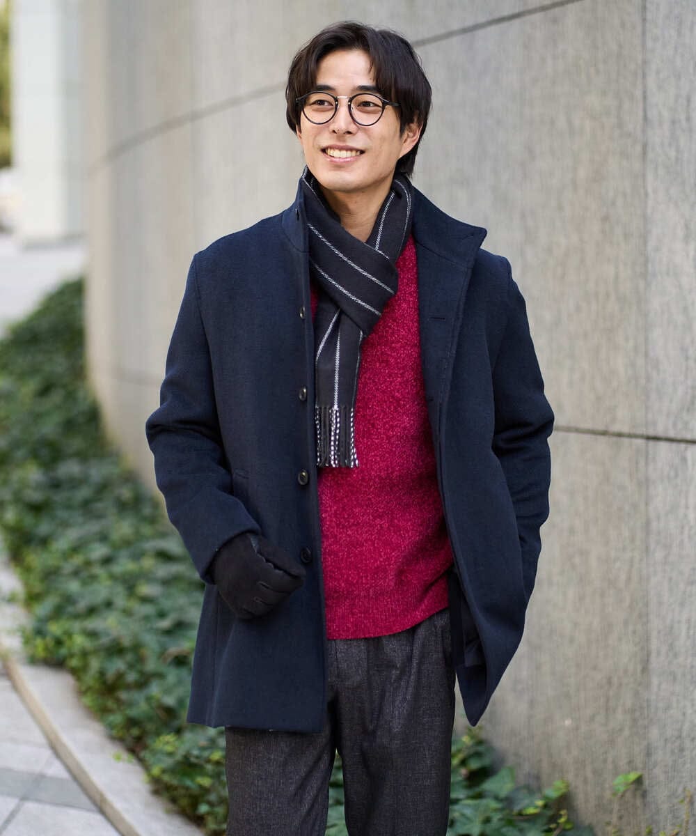 KHJAD01189 a.v.v MEN(アー・ヴェ・ヴェ) ウールライトビーバースタンドカラージャケット ブラック