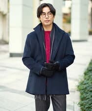 KHJAD01189 a.v.v MEN(アー・ヴェ・ヴェ) ウールライトビーバースタンドカラージャケット ブラック