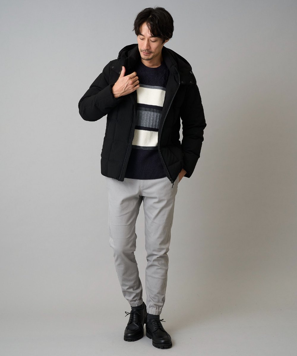 KHJAD03209 a.v.v MEN(アー・ヴェ・ヴェ) 【雑誌MonoMax12月号掲載/ダウン混率90%】デタッチャブルフードストレッチダウンブルゾン【軽量/撥水】 ブラック