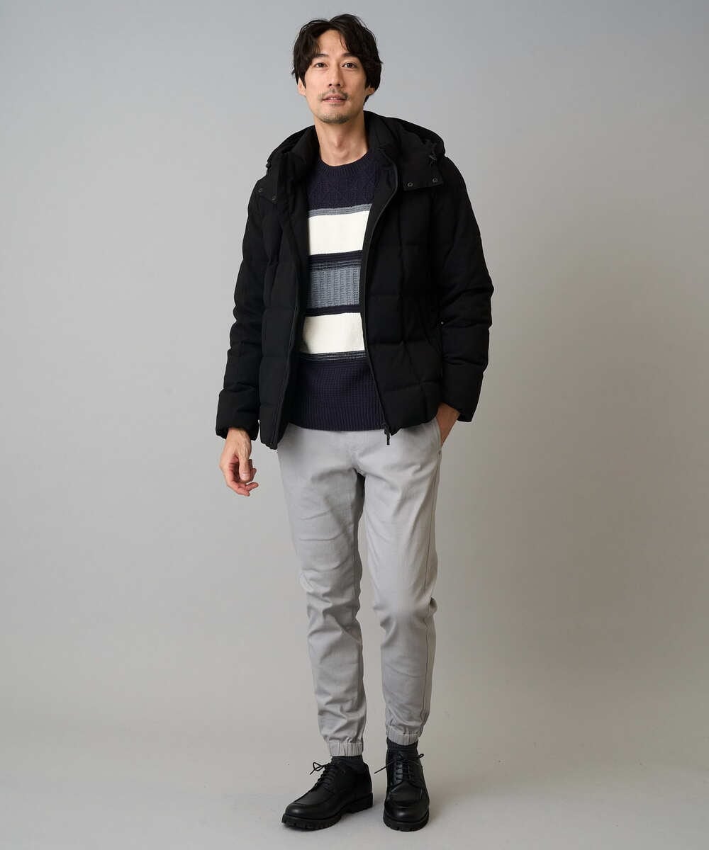 KHJAD03209 a.v.v MEN(アー・ヴェ・ヴェ) 【雑誌MonoMax12月号掲載/ダウン混率90%】デタッチャブルフードストレッチダウンブルゾン【軽量/撥水】 ブラック