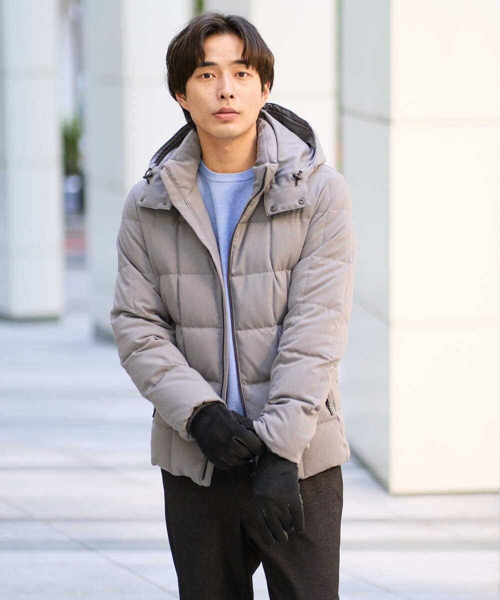 デジタルタウン ダウン混率90%】デタッチャブルフードストレッチダウンブルゾン【軽量