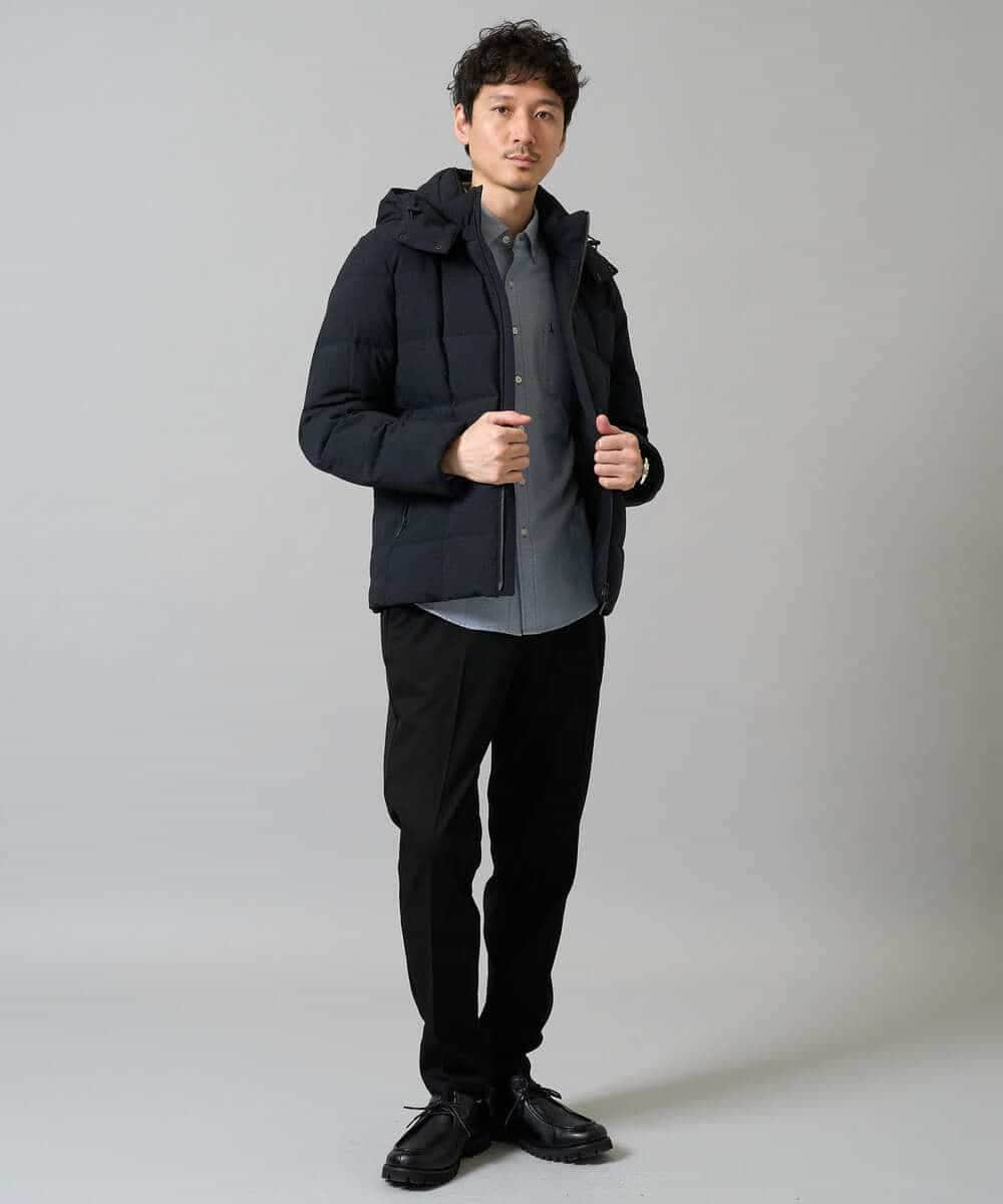 KHJAD03209 a.v.v MEN(アー・ヴェ・ヴェ) 【ダウン混率90％/軽量/撥水】デタッチャブルフードストレッチダウンブルゾン ブラック