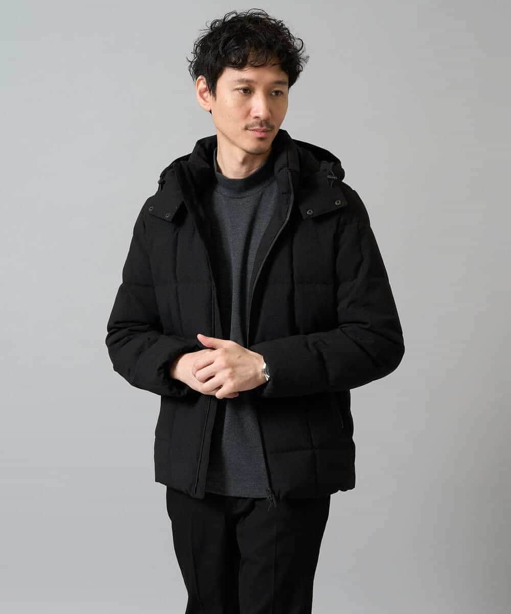 KHJAD03209 a.v.v MEN(アー・ヴェ・ヴェ) 【ダウン混率90％/軽量/撥水】デタッチャブルフードストレッチダウンブルゾン ブラック