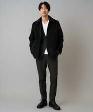 KHJAD04159 a.v.v MEN(アー・ヴェ・ヴェ) フェイクウールワイドシルエットカバーオール ブラック