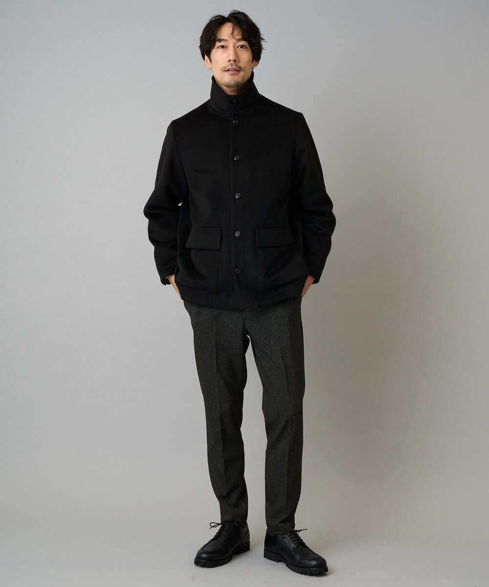 KHJAD04159 a.v.v MEN(アー・ヴェ・ヴェ) フェイクウールワイドシルエットカバーオール ブラック