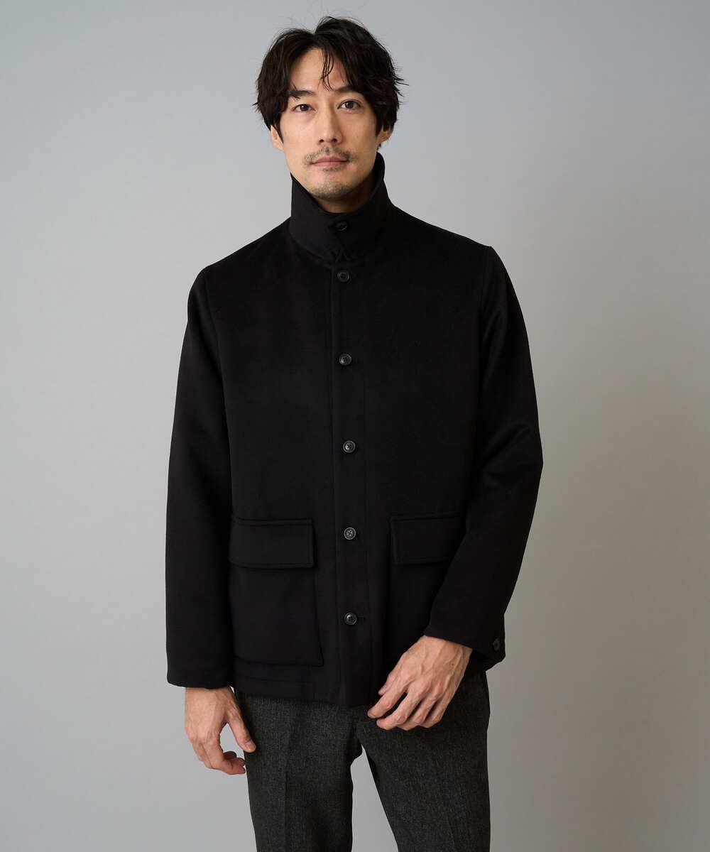 KHJAD04159 a.v.v MEN(アー・ヴェ・ヴェ) フェイクウールワイドシルエットカバーオール ブラック