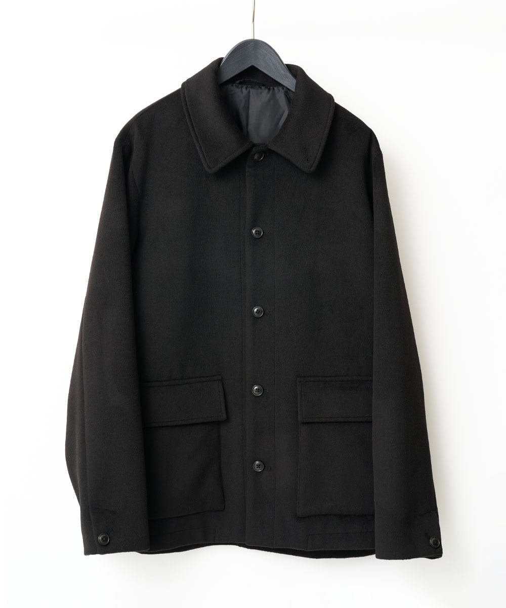 KHJAD04159 a.v.v MEN(アー・ヴェ・ヴェ) フェイクウールワイドシルエットカバーオール ブラック