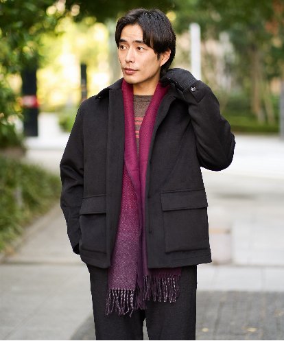 KHJAD04159 a.v.v MEN フェイクウールワイドシルエットカバーオール