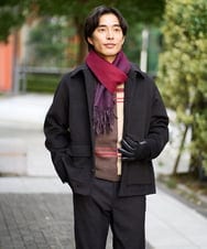 KHJAD04159 a.v.v MEN(アー・ヴェ・ヴェ) フェイクウールワイドシルエットカバーオール ブラック