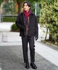 KHJAD04159 a.v.v MEN(アー・ヴェ・ヴェ) フェイクウールワイドシルエットカバーオール ブラック