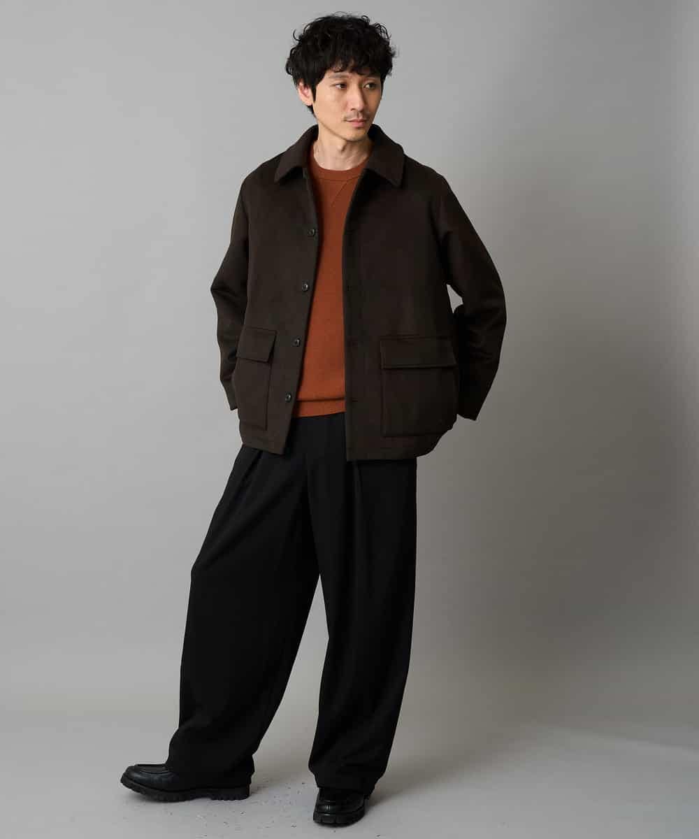 KHJAD04159 a.v.v MEN(アー・ヴェ・ヴェ) フェイクウールワイドシルエットカバーオール ブラック