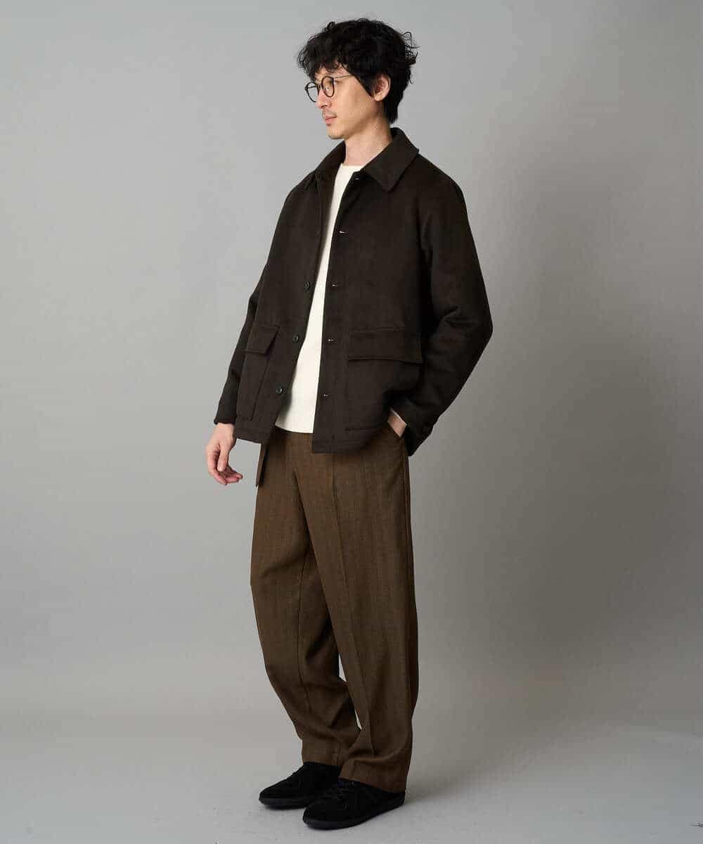 KHJAD04159 a.v.v MEN(アー・ヴェ・ヴェ) フェイクウールワイドシルエットカバーオール ブラック