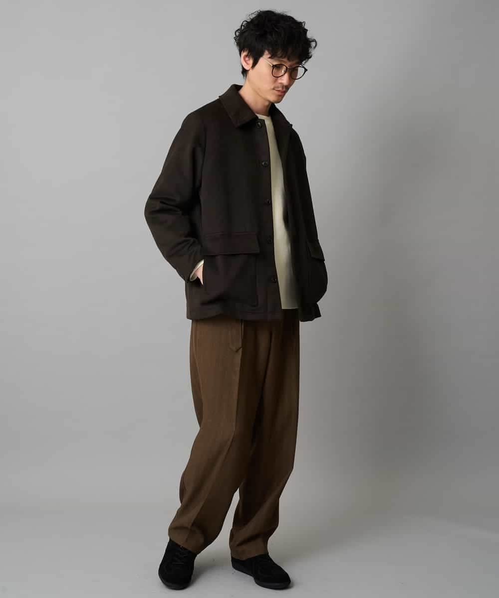 KHJAD04159 a.v.v MEN(アー・ヴェ・ヴェ) フェイクウールワイドシルエットカバーオール ブラック