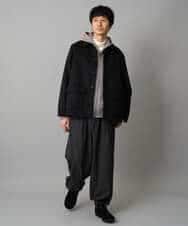 KHJAD04159 a.v.v MEN(アー・ヴェ・ヴェ) フェイクウールワイドシルエットカバーオール ブラック