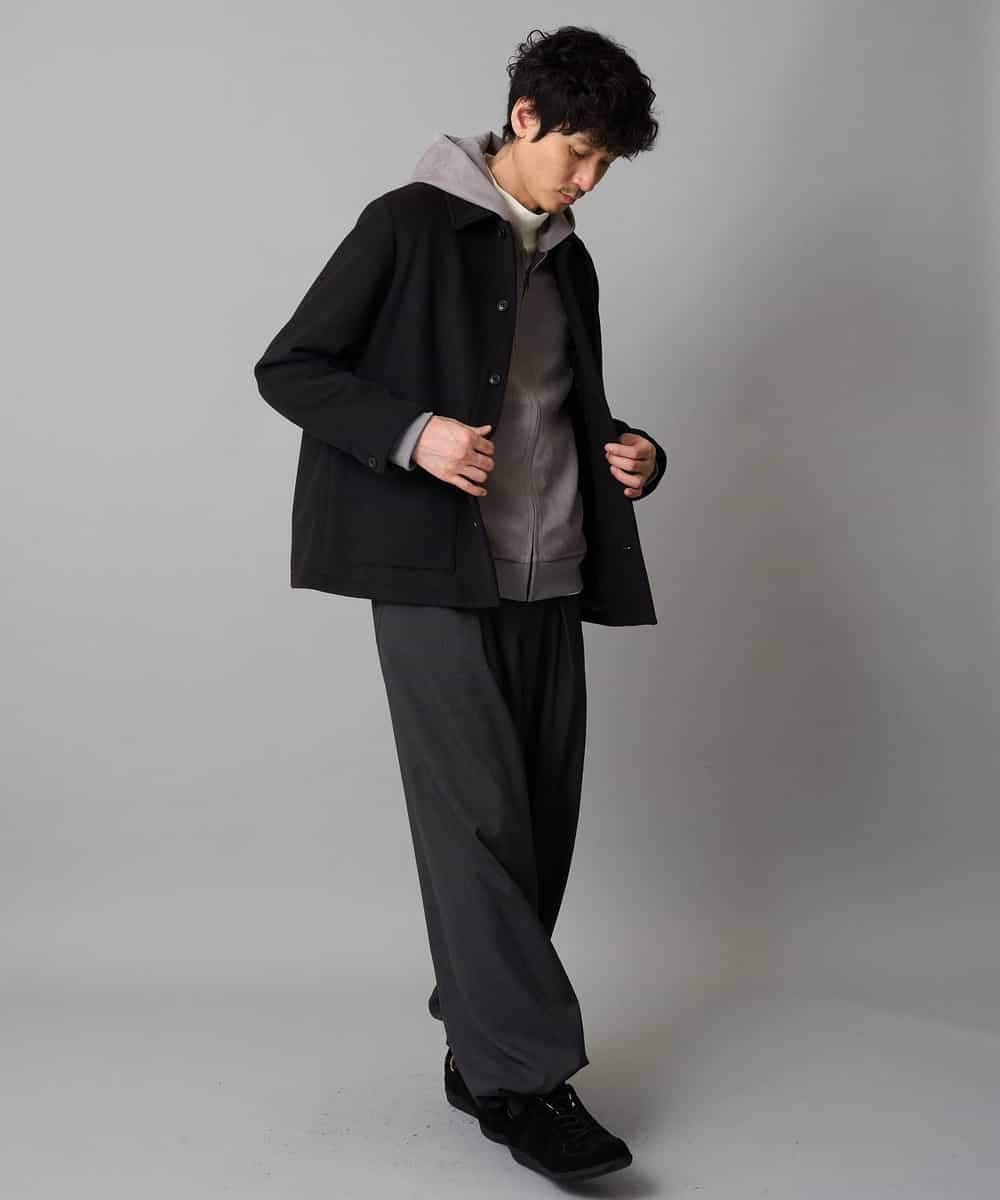 KHJAD04159 a.v.v MEN(アー・ヴェ・ヴェ) フェイクウールワイドシルエットカバーオール ブラック