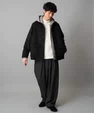 KHJAD04159 a.v.v MEN(アー・ヴェ・ヴェ) フェイクウールワイドシルエットカバーオール ブラック