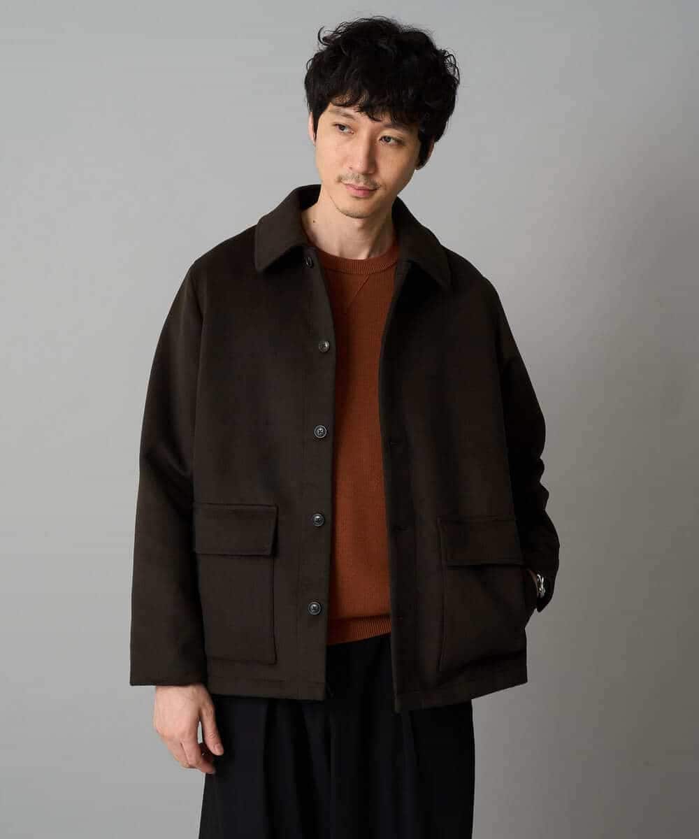 KHJAD04159 a.v.v MEN(アー・ヴェ・ヴェ) フェイクウールワイドシルエットカバーオール ブラック