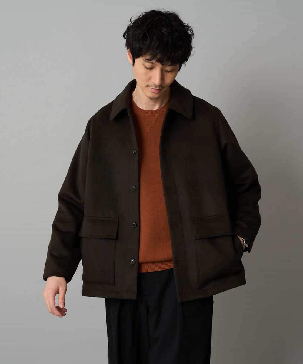 KHJAD04159 a.v.v MEN(アー・ヴェ・ヴェ) フェイクウールワイドシルエットカバーオール ブラック