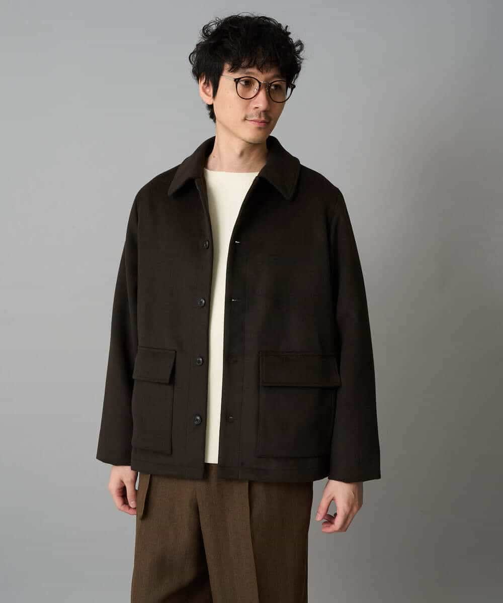 KHJAD04159 a.v.v MEN(アー・ヴェ・ヴェ) フェイクウールワイドシルエットカバーオール ブラック