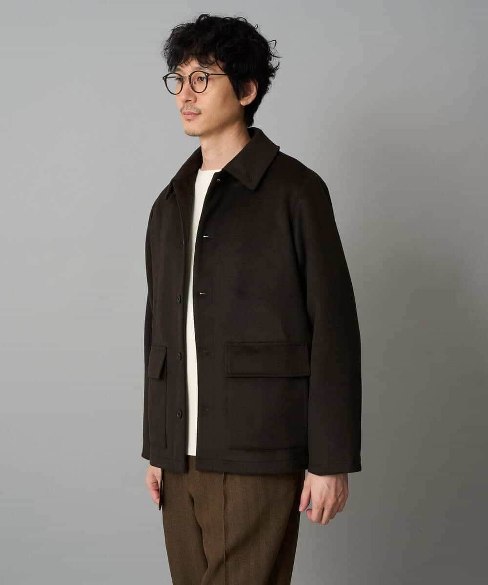 KHJAD04159 a.v.v MEN(アー・ヴェ・ヴェ) フェイクウールワイドシルエットカバーオール ブラック