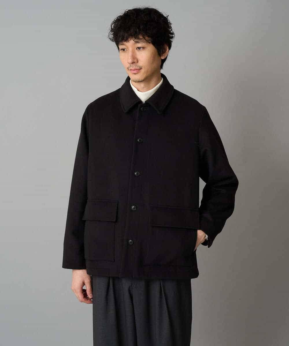 KHJAD04159 a.v.v MEN(アー・ヴェ・ヴェ) フェイクウールワイドシルエットカバーオール ブラック