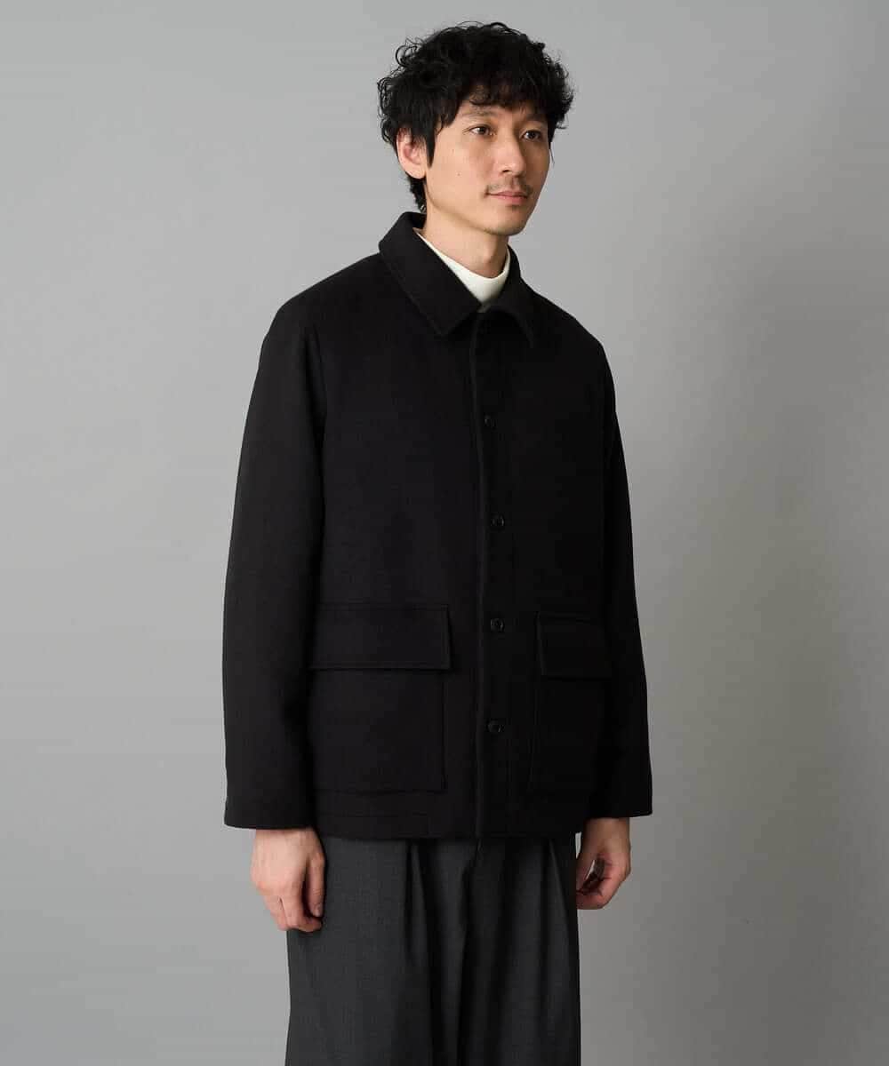 KHJAD04159 a.v.v MEN(アー・ヴェ・ヴェ) フェイクウールワイドシルエットカバーオール ブラック