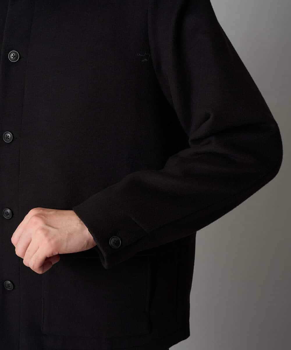 KHJAD04159 a.v.v MEN(アー・ヴェ・ヴェ) フェイクウールワイドシルエットカバーオール ブラック