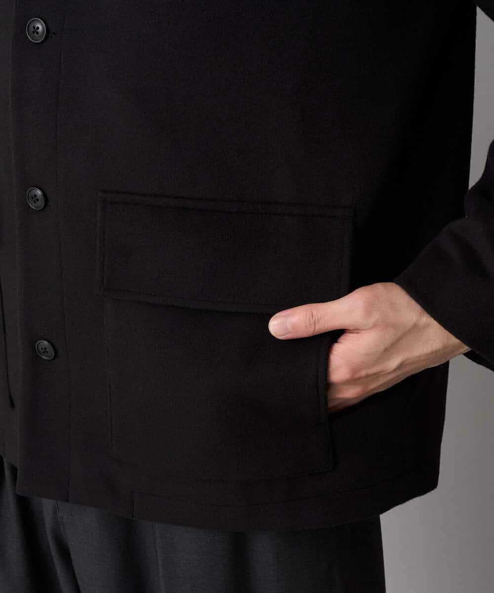 KHJAD04159 a.v.v MEN(アー・ヴェ・ヴェ) フェイクウールワイドシルエットカバーオール ブラック