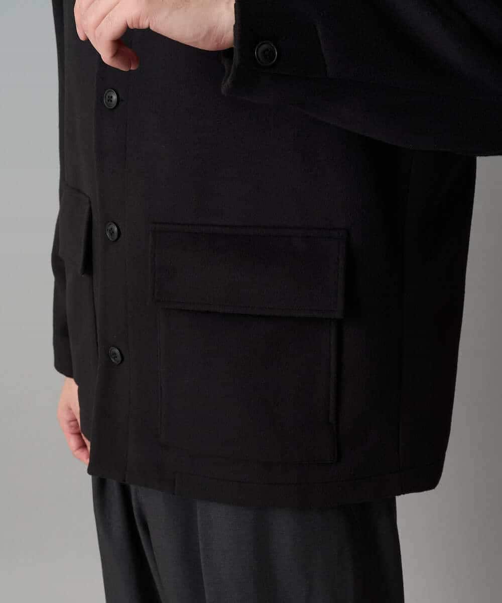 KHJAD04159 a.v.v MEN(アー・ヴェ・ヴェ) フェイクウールワイドシルエットカバーオール ブラック