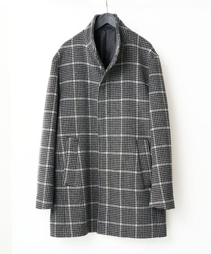 KHJAD21209 a.v.v MEN ウールライトビーバーチェックスタンドカラージャケット