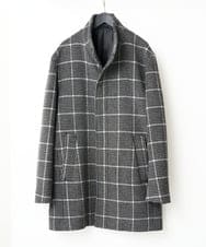 KHJAD21209 a.v.v MEN(アー・ヴェ・ヴェ) ウールライトビーバーチェックスタンドカラージャケット ダークグレー
