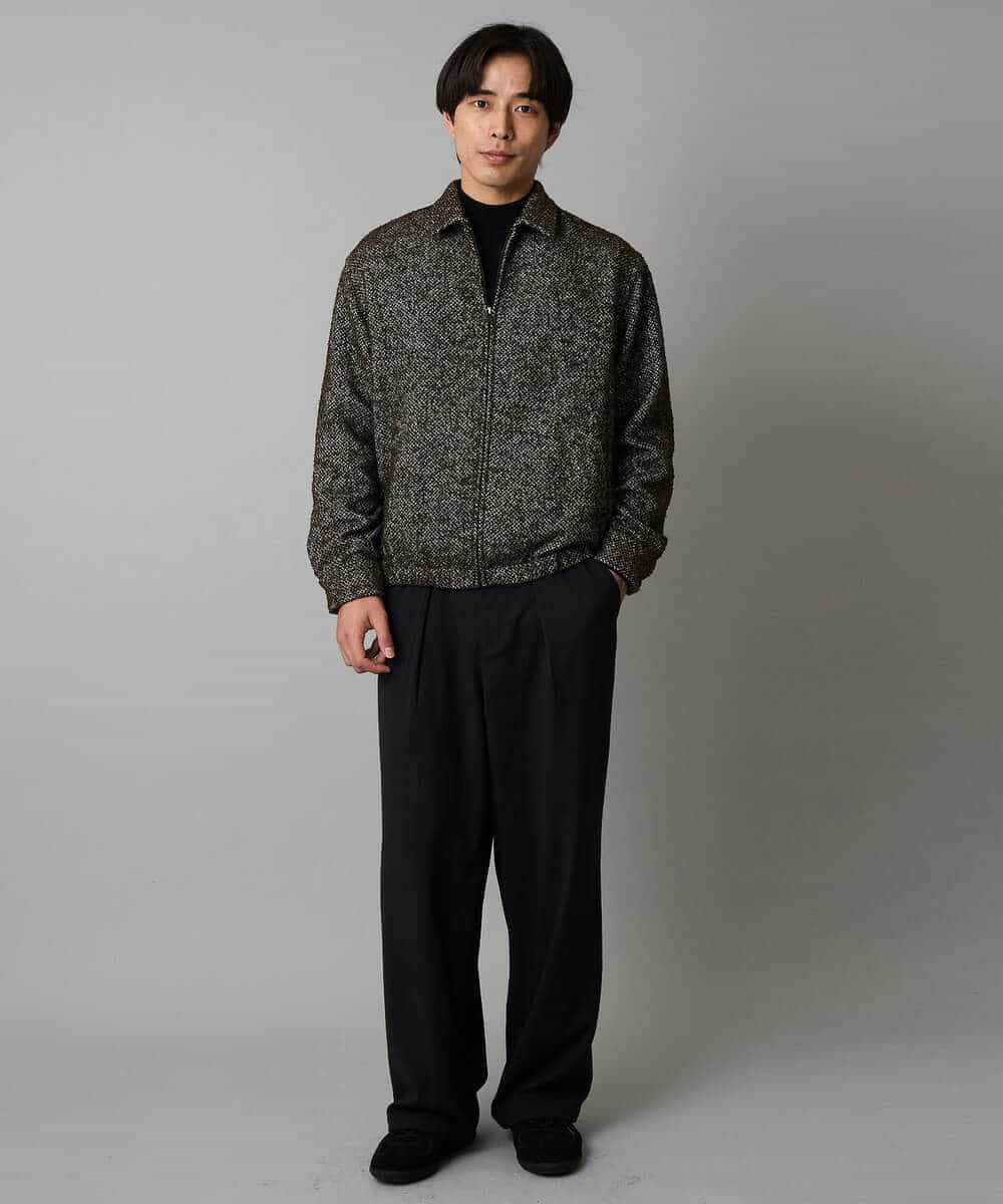 KHJAD41149 a.v.v MEN(アー・ヴェ・ヴェ) 【洗濯機で洗える】ヘリンボーンツイード起毛ショートブルゾン ブラック