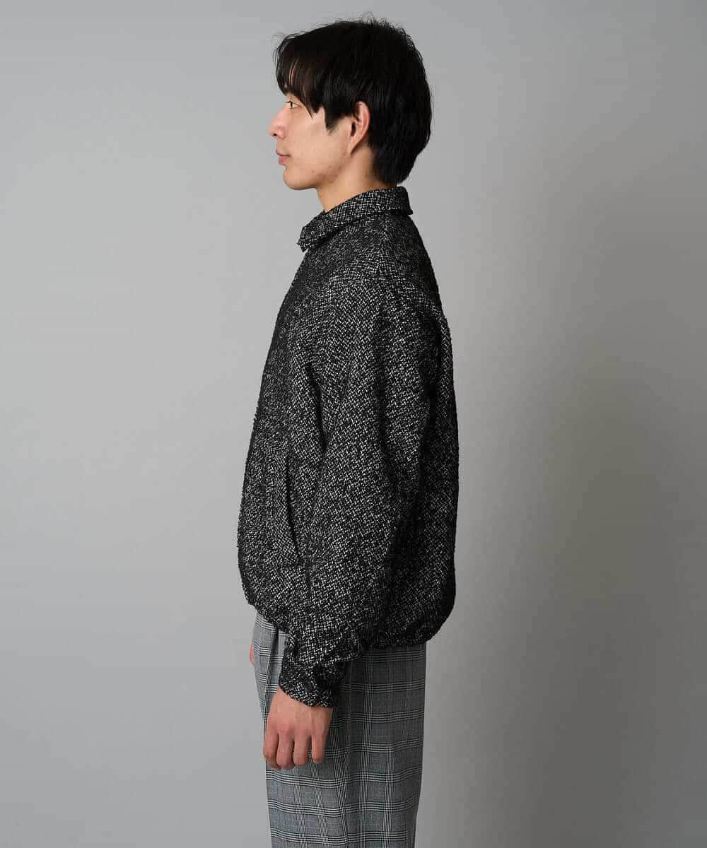 KHJAD41149 a.v.v MEN(アー・ヴェ・ヴェ) 【洗濯機で洗える】ヘリンボーンツイード起毛ショートブルゾン ブラック