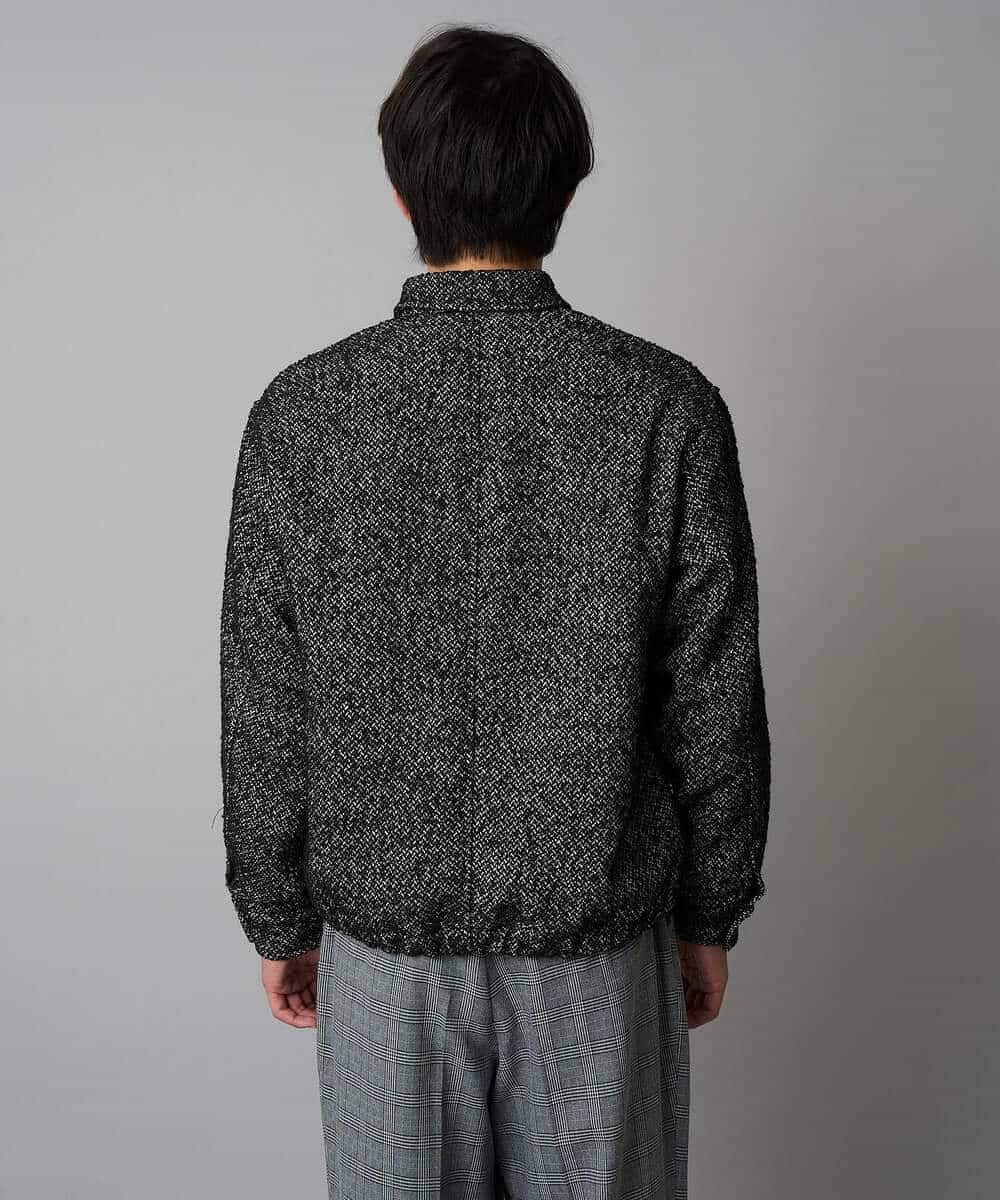 KHJAD41149 a.v.v MEN(アー・ヴェ・ヴェ) 【洗濯機で洗える】ヘリンボーンツイード起毛ショートブルゾン ブラック