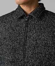 KHJAD41149 a.v.v MEN(アー・ヴェ・ヴェ) 【洗濯機で洗える】ヘリンボーンツイード起毛ショートブルゾン ブラック