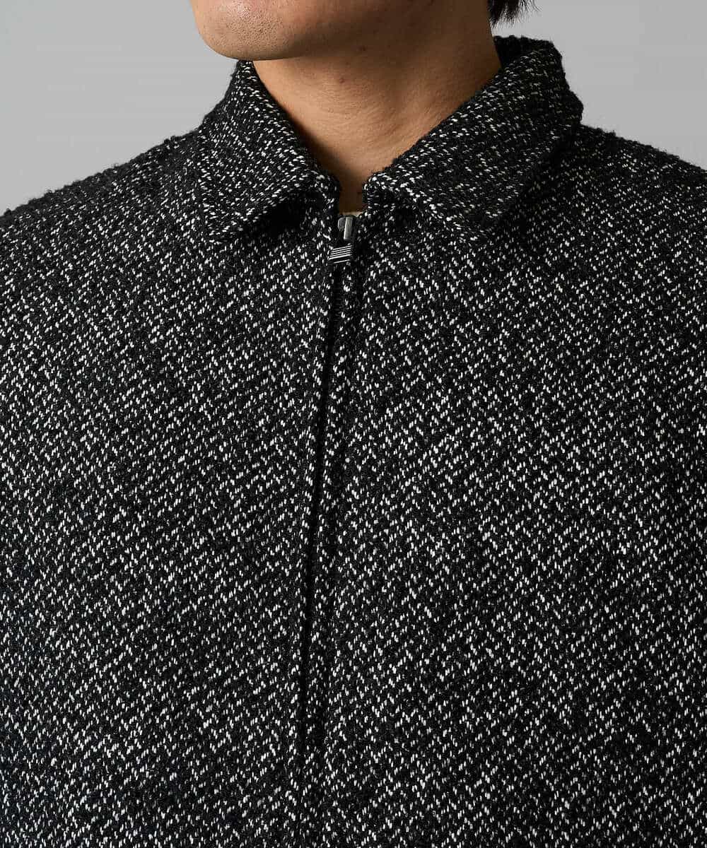 KHJAD41149 a.v.v MEN(アー・ヴェ・ヴェ) 【洗濯機で洗える】ヘリンボーンツイード起毛ショートブルゾン ブラック