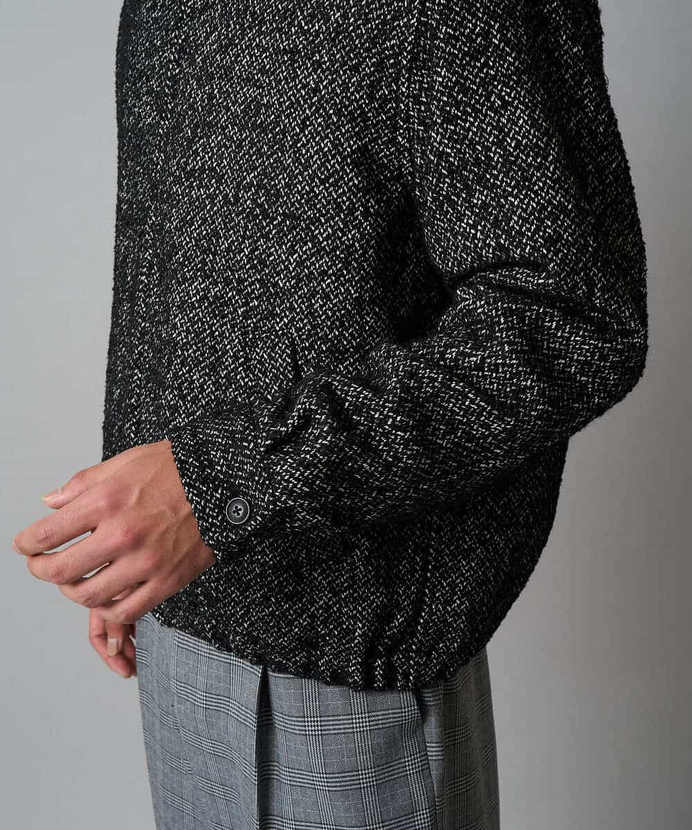 KHJAD41149 a.v.v MEN(アー・ヴェ・ヴェ) 【洗濯機で洗える】ヘリンボーンツイード起毛ショートブルゾン ブラック
