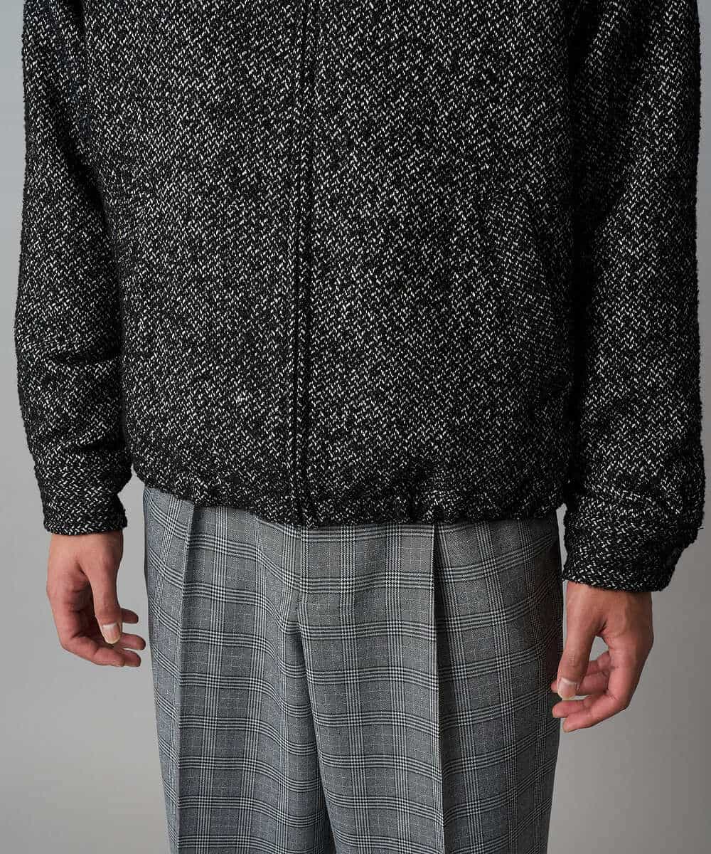 KHJAD41149 a.v.v MEN(アー・ヴェ・ヴェ) 【洗濯機で洗える】ヘリンボーンツイード起毛ショートブルゾン ブラック