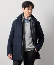 KHJAG01219 a.v.v MEN(アー・ヴェ・ヴェ) ウールライトビーバースタンドカラーコート ネイビー